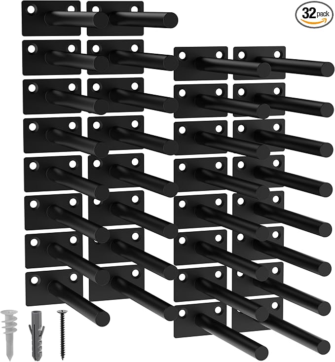 LEOPO Black 32-Pack 5 inch Floating Shelf Brackets, Hidden Shelf Bracket by FinestHomeDecor