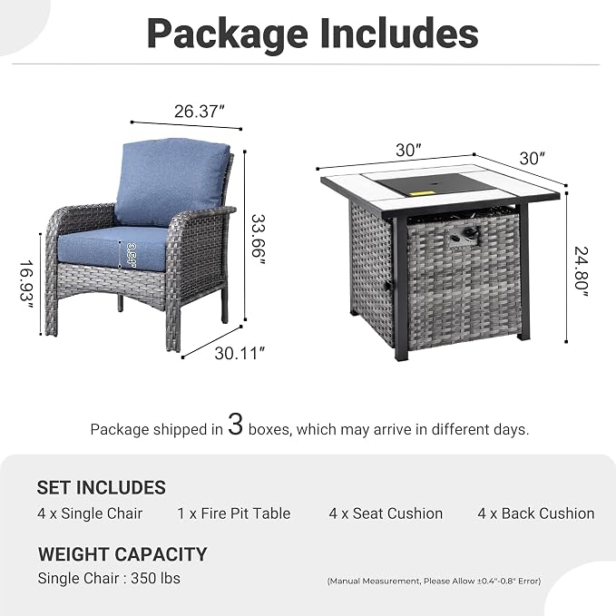ovios 5-Piece Patio Furniture Set, Outdoor Wicker Sofa - Image 9