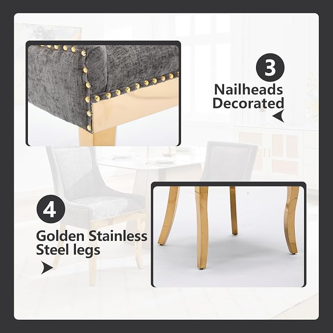 Upholstered Dining Chairs Set of 2, Modern Fabric Side Chairs - Image 6