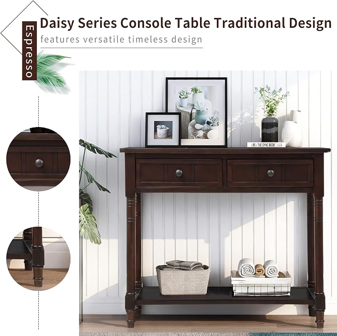 Merax Wood Sofa Table Console Table, Entryway Table Traditional Design - Image 5