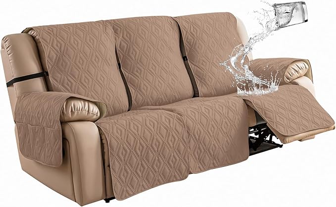 Genina Waterproof Couch Cover for Reclining Couch 3 Seater Non-Slip, Washable by Genina