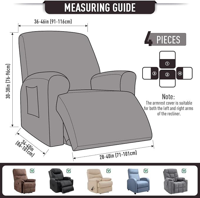 TAOCOCO Oversized Recliner Chair Covers, 1 Seater Streach Recliner Covers Soft - Image 4
