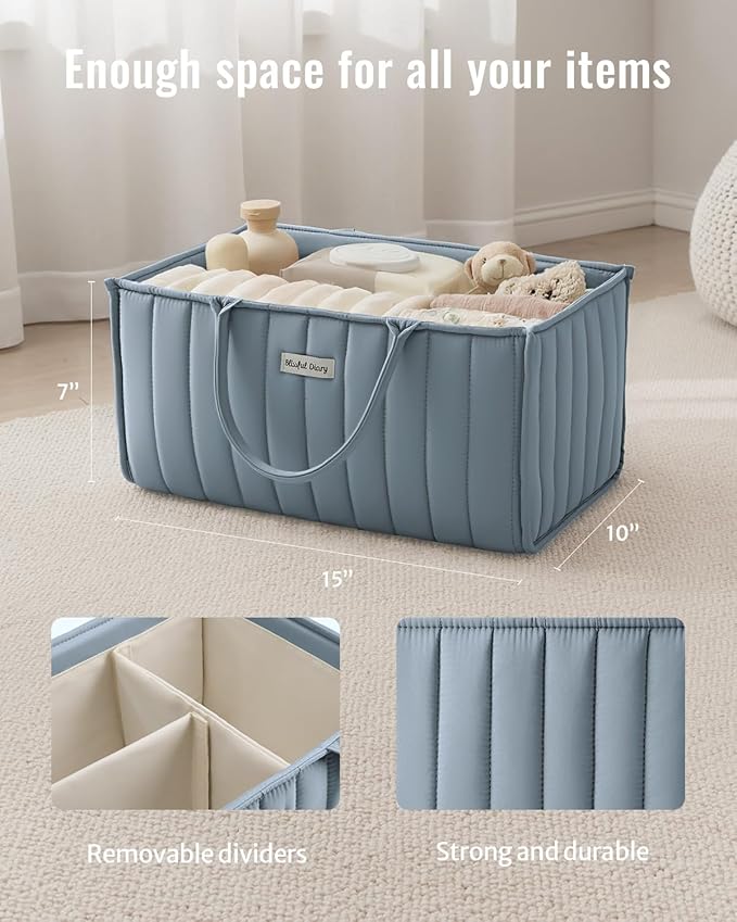 Blissful Diary Baby Diaper Caddy Organizer, Stylish Storage Basket - Image 3