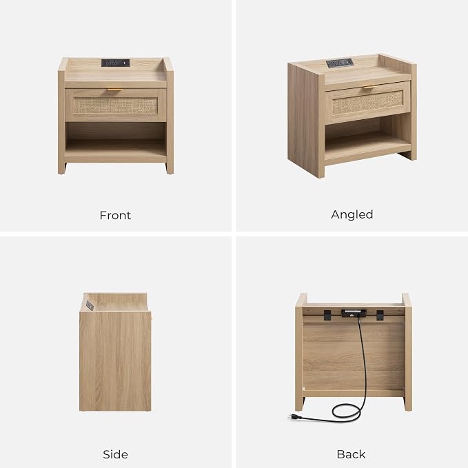 SICOTAS Rattan Nightstands Set of 2 Bedside Table - Image 8