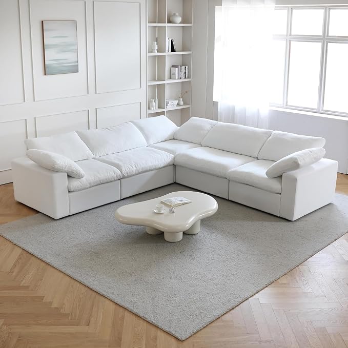JACH V-Shaped Couch Sectional for Living Room, 5-Seats Modular Convertible by JACH