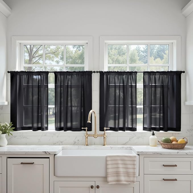 MIULEE Short Curtains 30 Inches Long, 4 Panels Set, Light Filtering Half Window by MIULEE