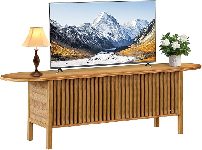 Bamboo TV Stand for TVs up to 65", Accent Entertainment Center - Image 3