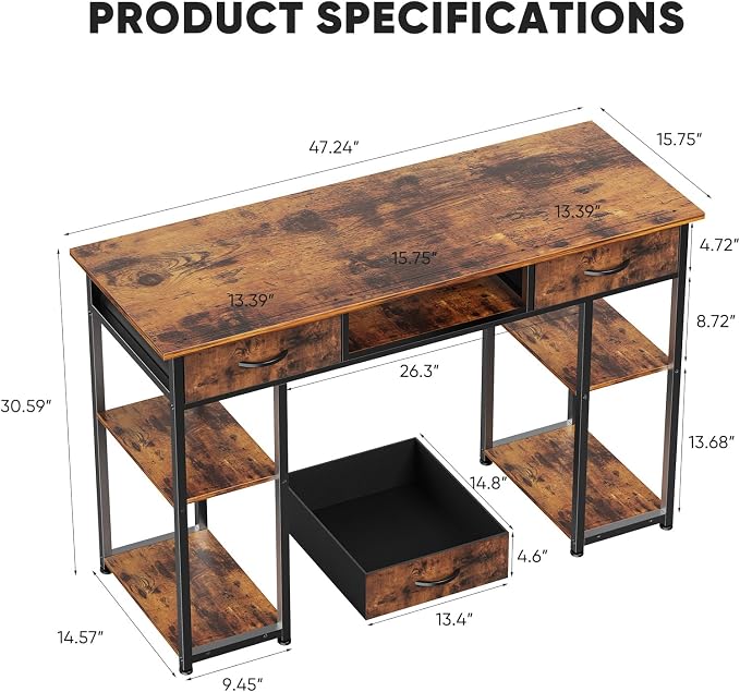 DUMOS 48" Small Computer Home Office Desk - Image 3