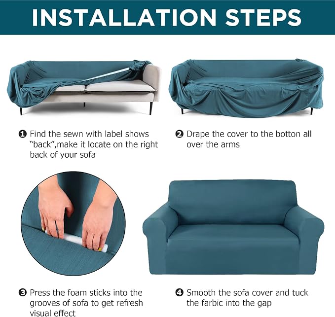 Peryiter 2 Pcs Sofa Covers Couch and Loveseat Covers Set Stretch Sofa Slipcover - Image 3
