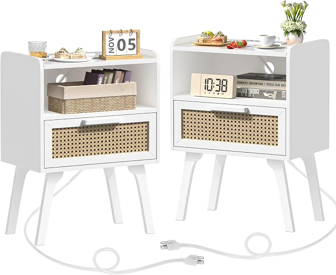 Lerliuo Rattan Nightstands Set of 2 by Lerliuo