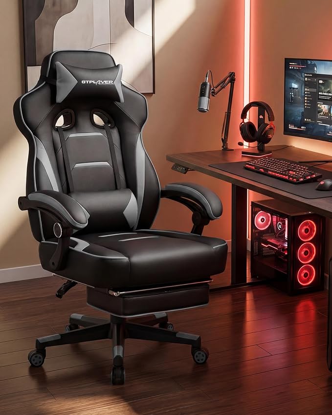 GTPLAYER Gaming Chair with Footrest, Big and Tall Game Chair 350lb Racing Style - Image 8