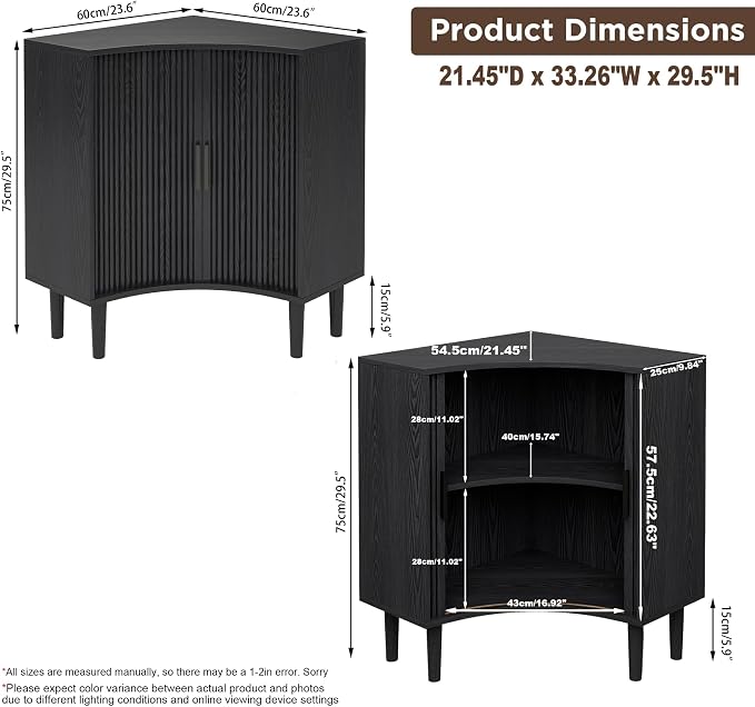 Lxsxlome Fluted Corner Cabinet, Small Corner Floor Cabinet - Image 2