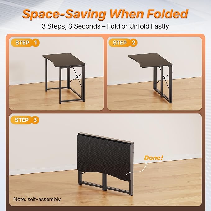 Huuger Folding Desk for Small Spaces, 31.5 Inch Foldable Computer Table - Image 7