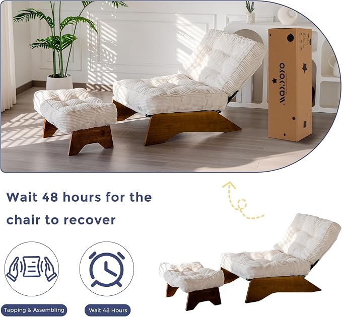 MAXYOYO Accent Chair with Ottoman Adjustable Backrest, Tufted Living Room Chair - Image 8