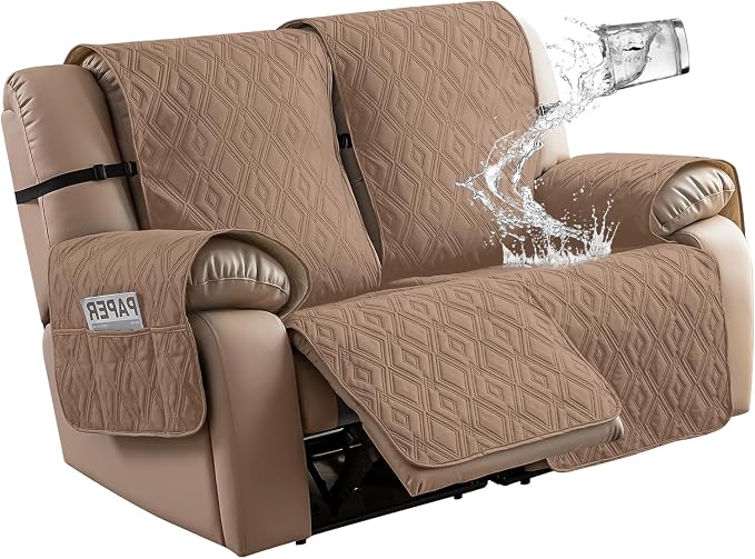 Genina Waterproof Loveseat Recliner Cover Non-Slip, Sofa Cover by Genina