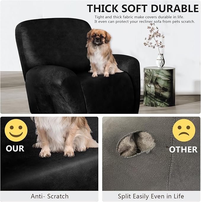ANARACHON Leather Like Recliner Chair Covers Heavy Duty, 4 Pieces Recliner Cover - Image 2