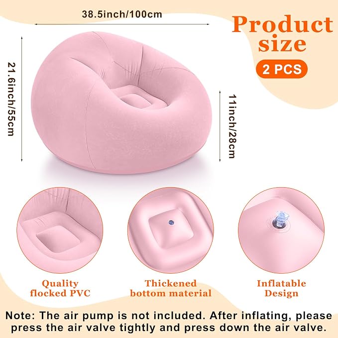 Realspring Inflatable Bean Bag Chairs Outdoor Blow up Camping Chairs Inflatable - Image 3
