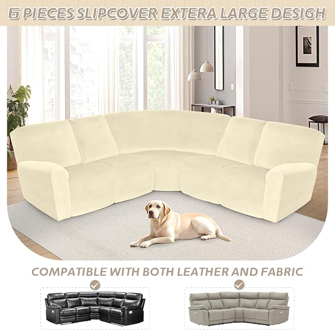 Arfntevss Sectional Recliner Couch Covers Velvet Corner Sectional Sofa Cover - Image 3