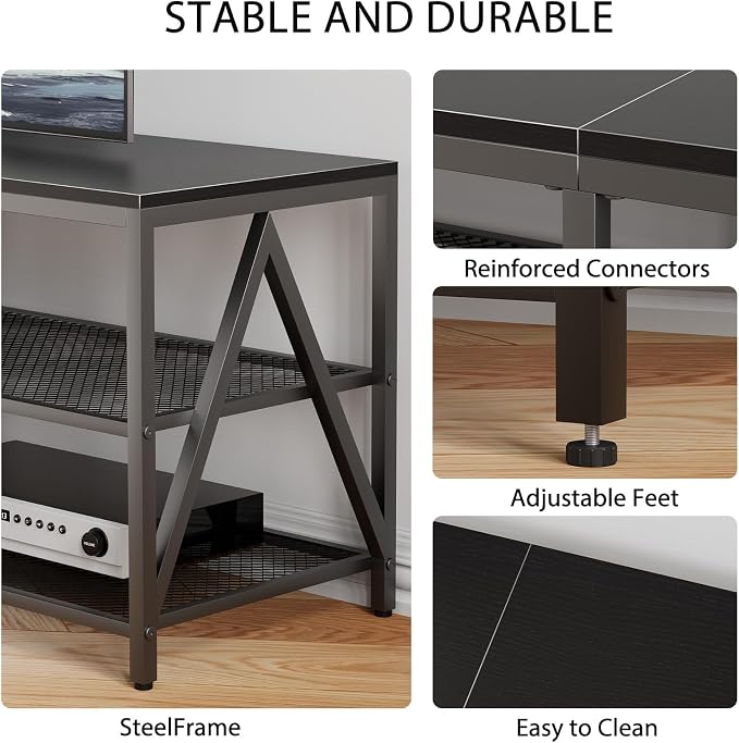 55 inch TV Stand with 3-Tier Open Shelf, Entertainment Center with Power - Image 7