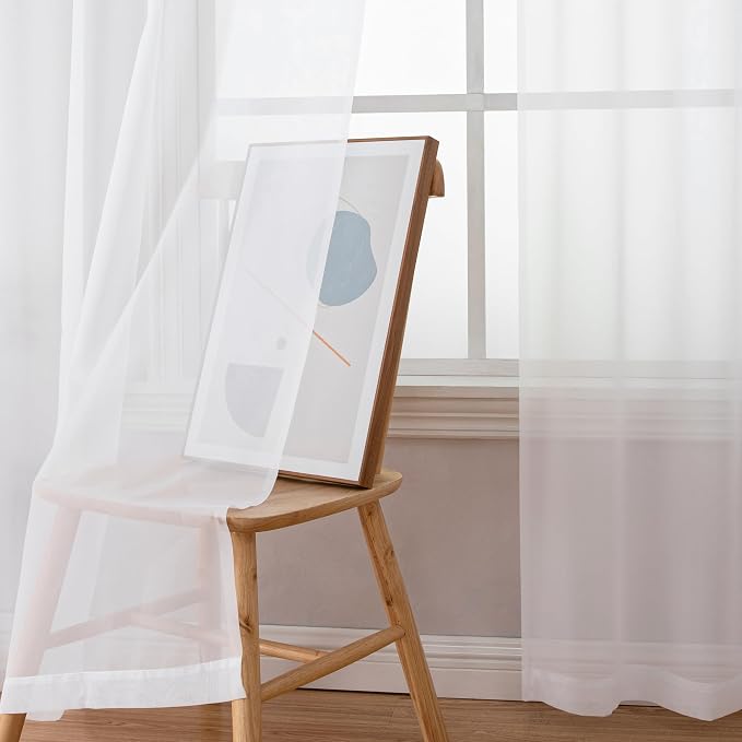 Aiyufeng 108 Inch White Sheer Window Curtains - Image 6