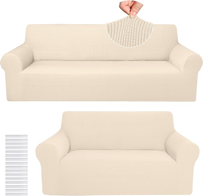 Peryiter 2 Pcs Sofa Covers Couch and Loveseat Covers Set Stretch Sofa Slipcover by Peryiter