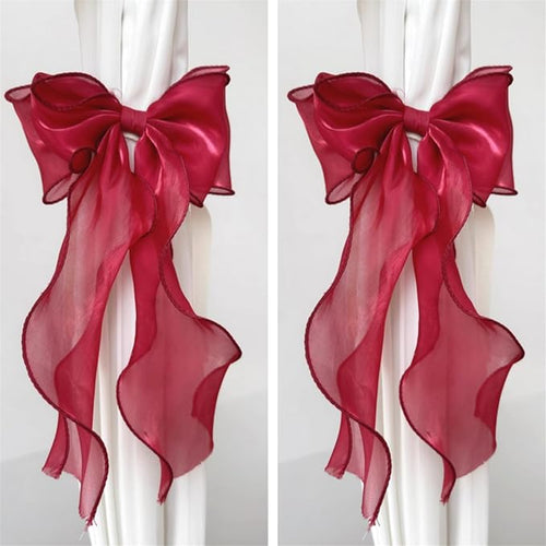 2 Pack French Silky Bow Curtain Tiebacks, Elegant Lace Ribbon by Unknown