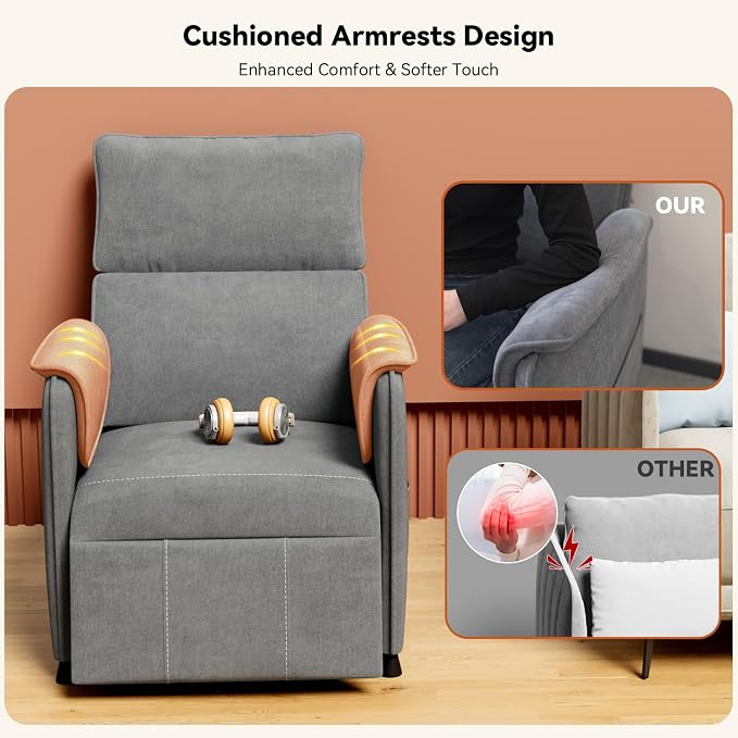 Recliner Chair，Electric Adjustable Chenille Recliner - Image 7