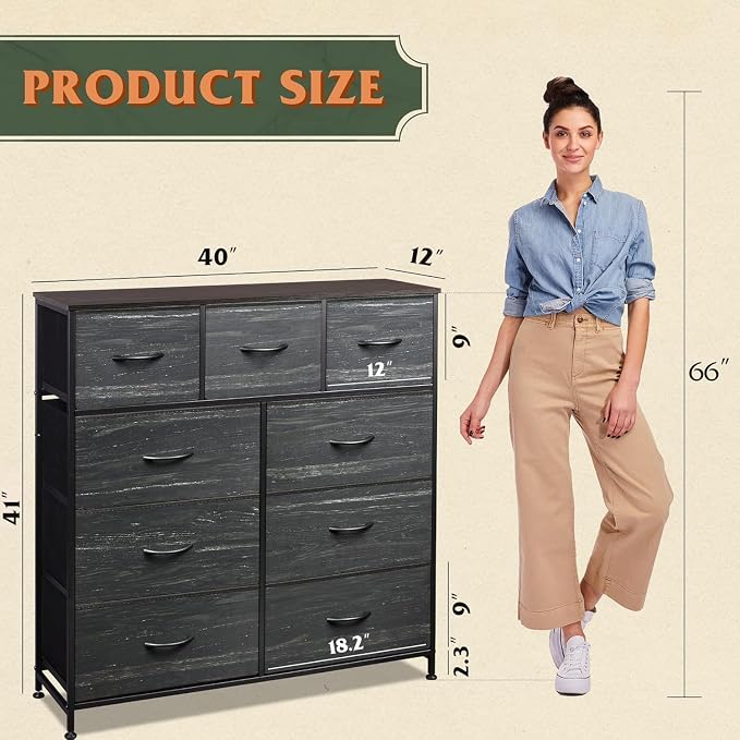 WLIVE 9-Drawer Dresser, Fabric Storage Tower - Image 3