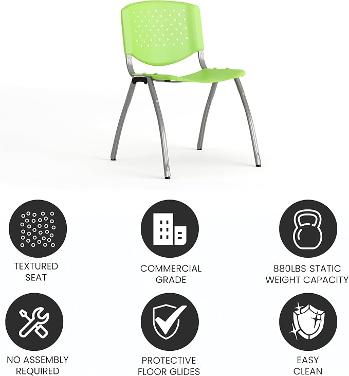 Flash Furniture HERCULES Series 880 lb. Capacity Green Plastic Stack Chair - Image 5