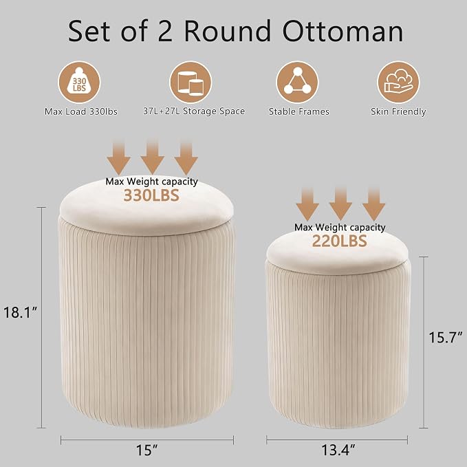 CAROLMADE Set of 2 Round Ottoman - Image 2