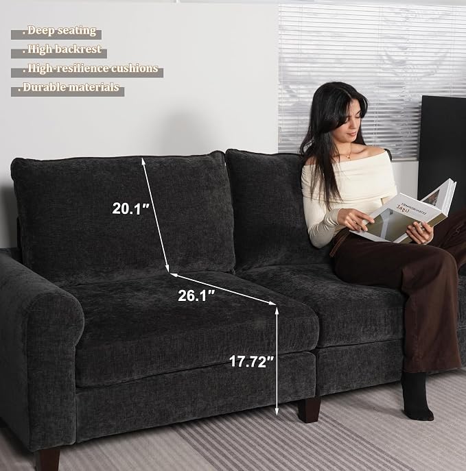 EASE MOOSE 70.6" Modern Deep Seat Loveseat Couch, Soft Chenille Sofa - Image 4