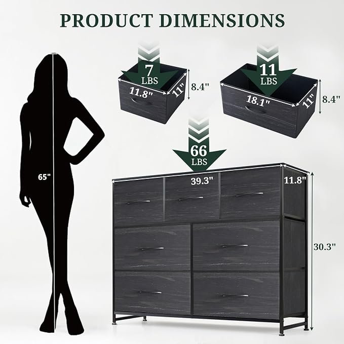 7-Drawer Dresser for Bedroom, Anti-Tip Wide Storage Organizer Fabric Chest of - Image 3