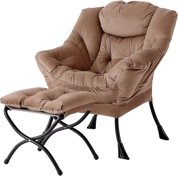 Welnow Lazy Chair with Ottoman, Modern Accent Chair with Armrests and a Side by LifeGetsBetterWithWelnow
