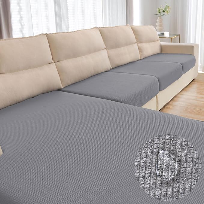 Water Repellent Couch Cushion Cover 3 Pieces Sofa Seat Cushion Covers, Stretch by TOPYUMH
