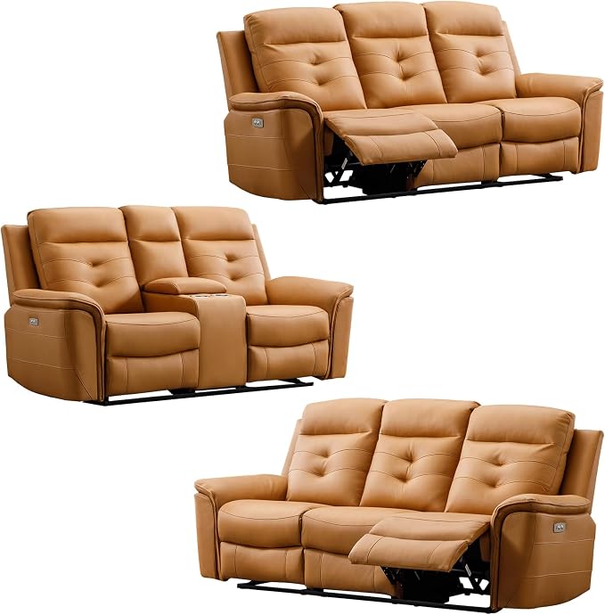 ANJ 3-Piece Faux Leather Power Recliner Sofa Set - Image 8