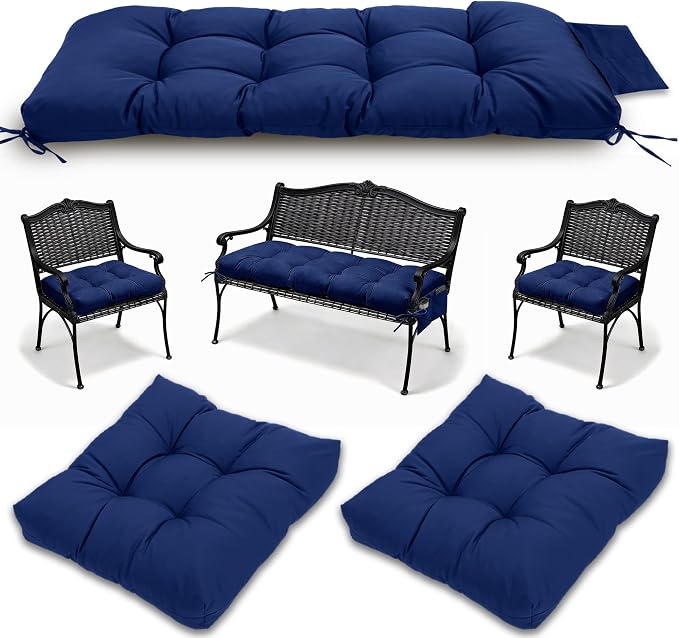 3 Pcs Wicker Chair Cushions Patio Loveseat Chaise Cushion Set by YDDSKY