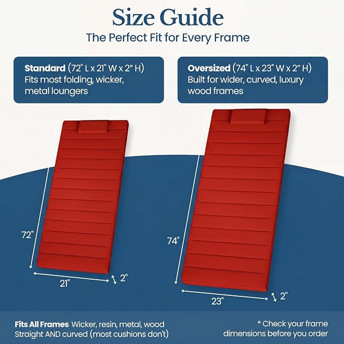 Quilted Chaise Lounge Outdoor Patio Furniture Cushions | Water-Resistant Patio - Image 6