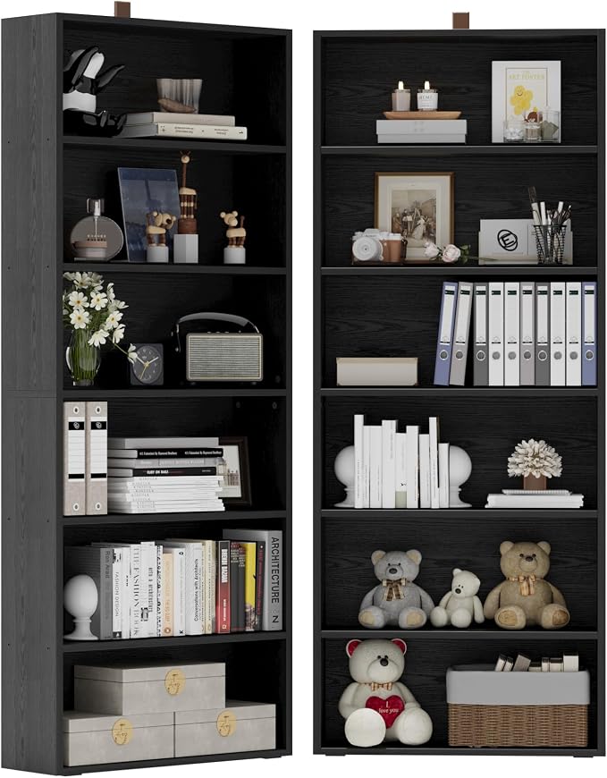 IRONCK Bookshelves and Bookcases Set of 2 Floor Standing 6 Tiers Display by IRONCK