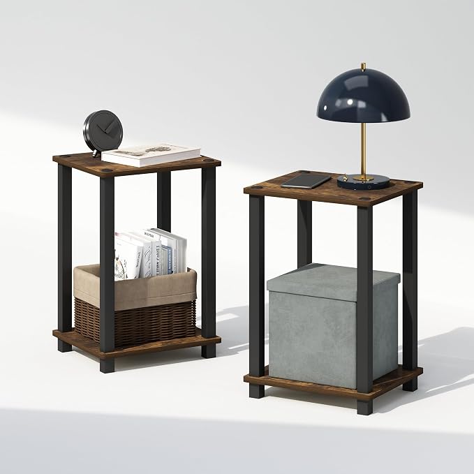 Furinno Simplistic Night Stand Set of 2, 2-Tier Small Nightstand - Image 5
