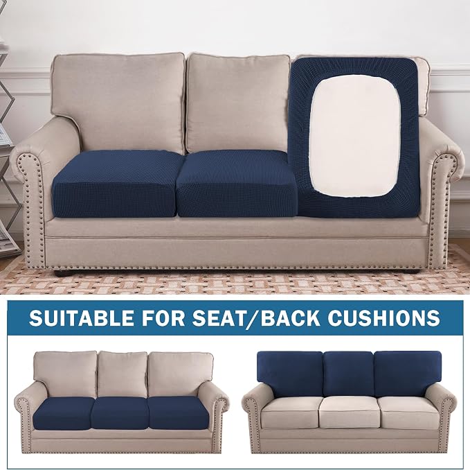 Water Repellent Couch Cushion Cover 3 Pieces Sofa Seat Cushion Covers, Stretch - Image 3
