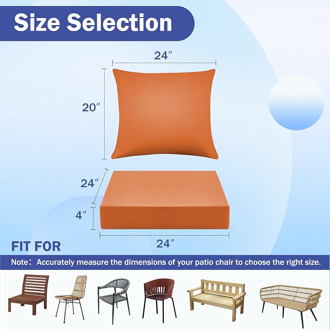 IASEAHK Outdoor Seat Cushion Set, Waterproof & Fade Resistant Patio Chair - Image 2