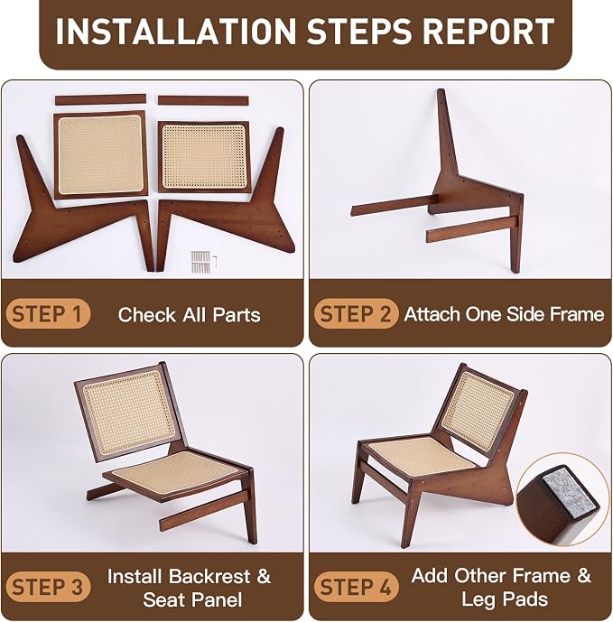 Welnow Mid Century Rattan Accent Chair, Bamboo Wood Lounge Chair - Image 8
