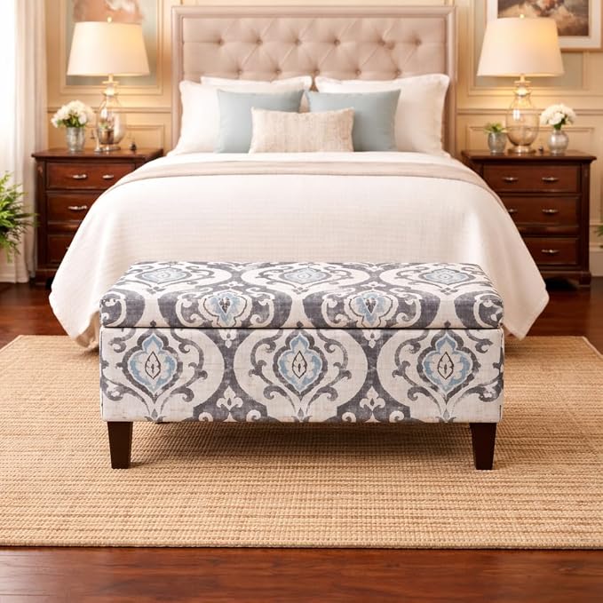 HomePop Large Upholstered Rectangular Storage Ottoman Bench - Image 2