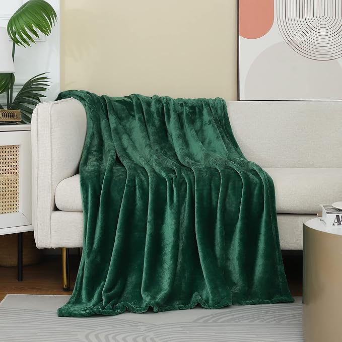 JIAHANNHA Fleece Blanket King Size Green 108 by 90 Inches Blankets - Image 2