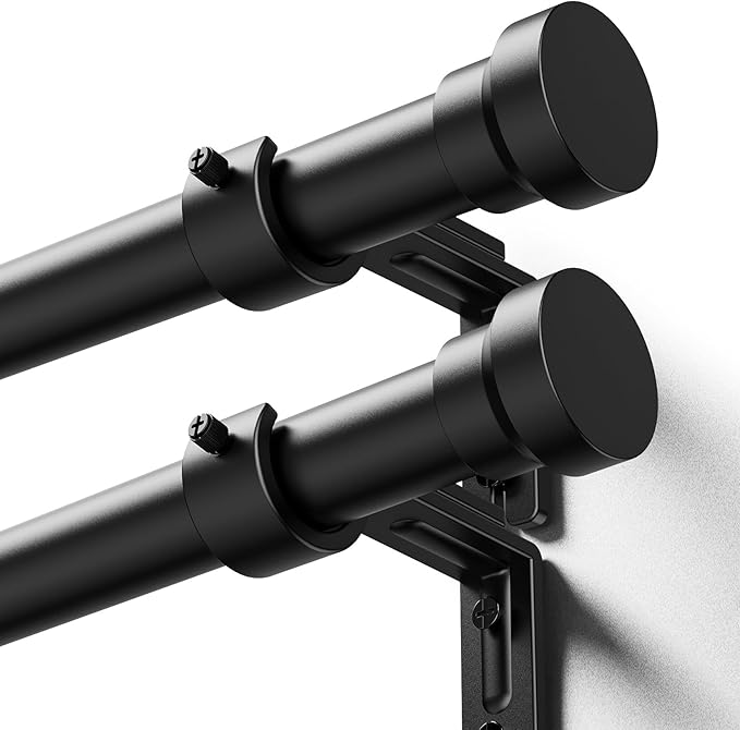 YaFex Curtain Rods 2 Pack 32-58 Inch, Heavy Duty 1 Inch Curtain Rod, Modern by YaFex