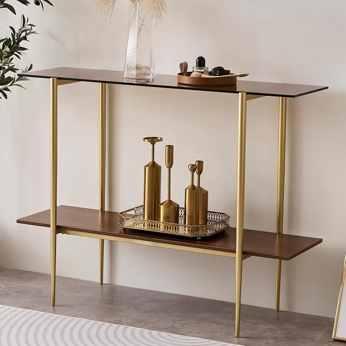 LumFurn Glass Console Table for Living Room, Foyer & Entrance, 2-Tiers - Image 4