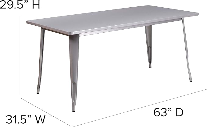 Flash Furniture Charis Commercial Grade 31.5" x 63" Rectangular Silver Metal - Image 4