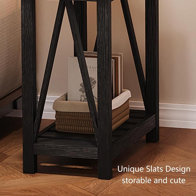 ChooChoo Farmhouse End Table Set of 2, Rustic Vintage Narrow End Side Table - Image 5