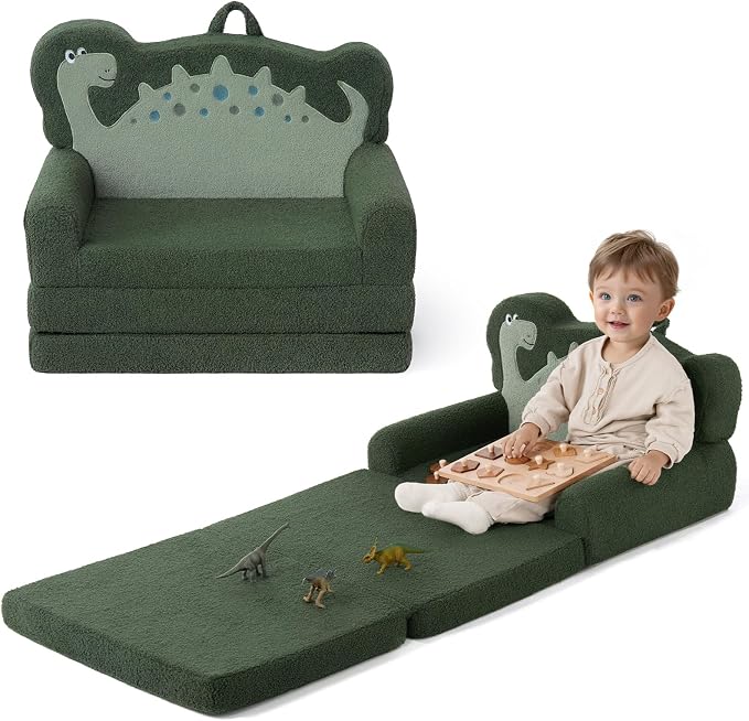 Blissful Diary Kids Couch, 2-in-1 Soft Toddler Couch Fold Out, Toddler Chair by BlissfulDiary