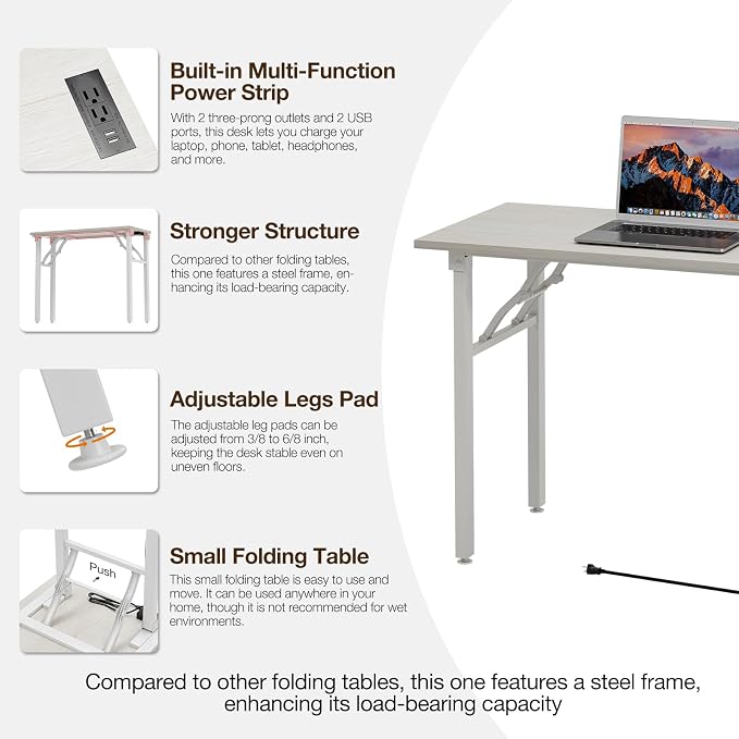 TEMI Small Computer Desk Folding Table - Image 8